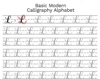 Basic Modern Calligraphy Practice Sheets by @theinkyhand -- Upper AND Lowercase Bundle // DIGITAL DOWNLOAD