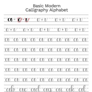 Basic Modern Calligraphy Practice Sheets by @theinkyhand -- Lowercase Alphabet // DIGITAL DOWNLOAD