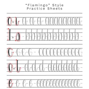 Flamingo Style -- Brush Calligraphy Practice Sheet Set // DIGITAL DOWNLOAD