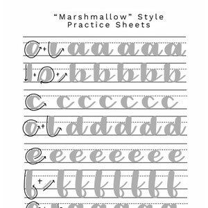 Marshmallow style -- Brush Calligraphy Practice Sheet Set