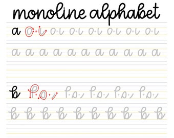 Monoline Practice Sheets // DIGITAL DOWNLOAD