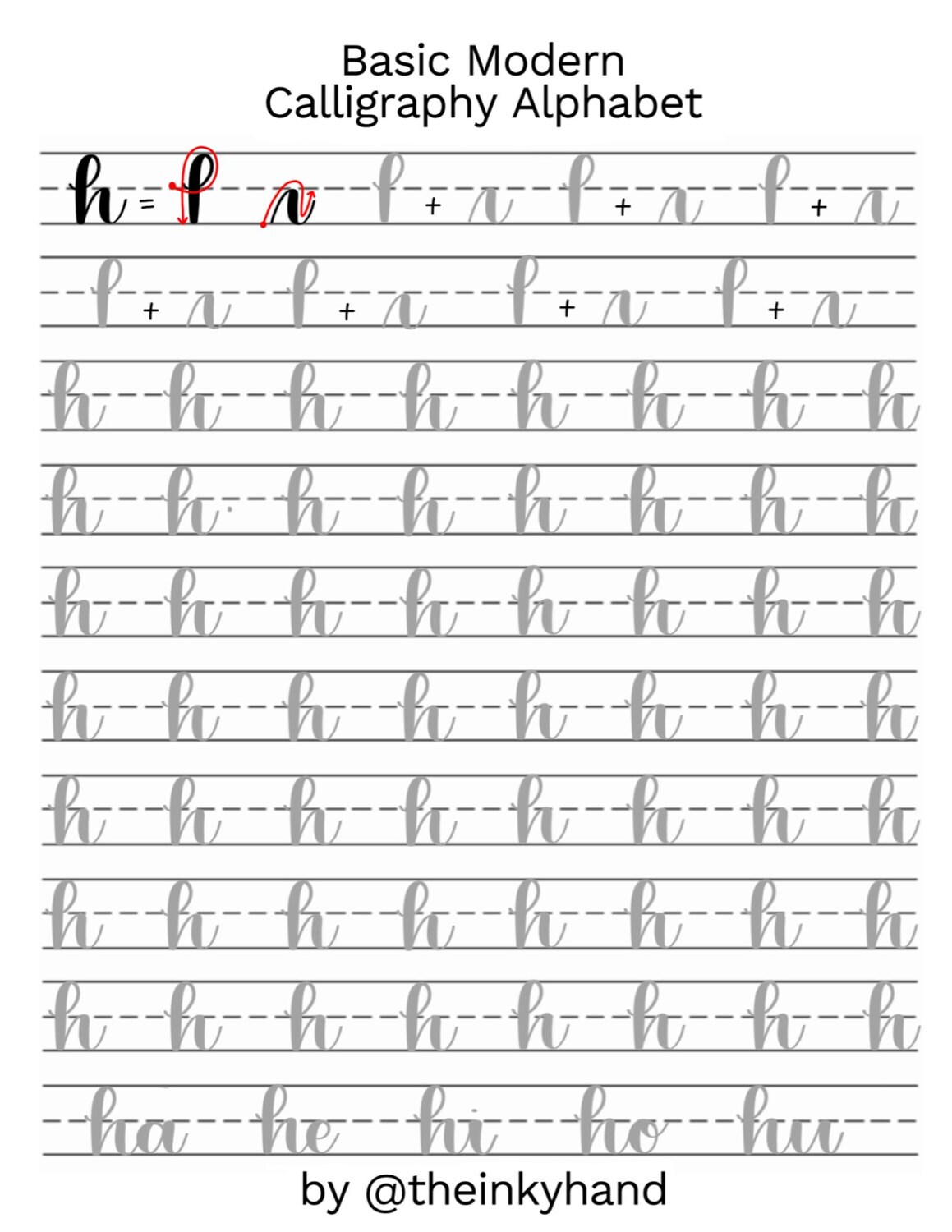 Basic Modern Calligraphy Practice Sheets By Theinkyhand Etsy