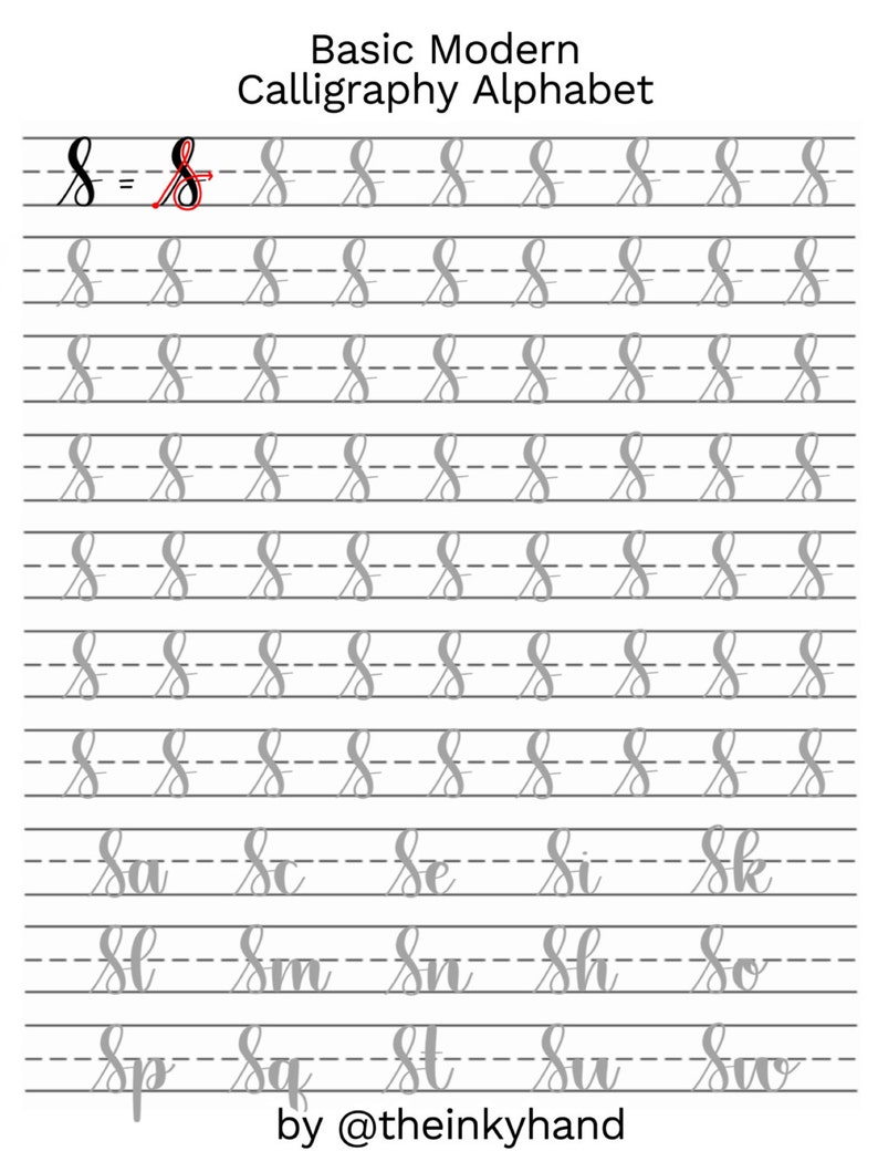 Basic Modern Calligraphy Practice Sheets by @theinkyhand -- Uppercase Alphabet // DIGITAL DOWNLOAD image 4