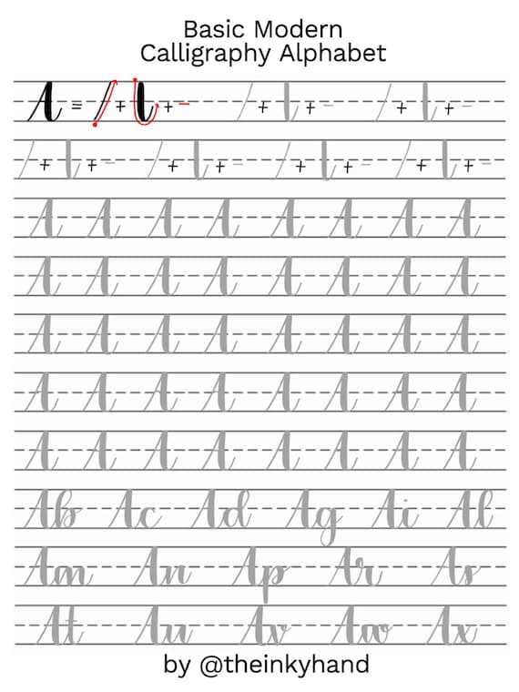 Basic Modern Calligraphy Practice Sheets -- Lowercase Alphabet // DIGITAL  DOWNLOAD — The Inky Hand