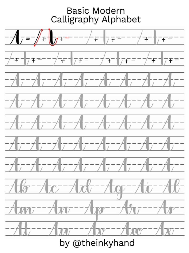 Basic Modern Calligraphy Practice Sheets by theinkyhand Etsy UK