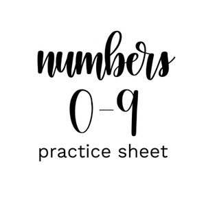 Brush Lettering Practice Sheet - Numbers 0-9 // DIGITAL DOWNLOAD
