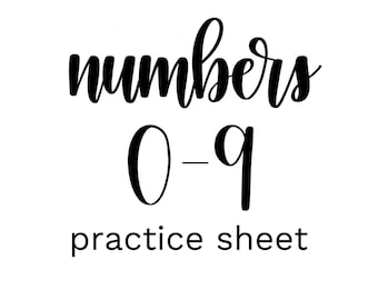 Brush Lettering Practice Sheet - Numbers 0-9 // DIGITAL DOWNLOAD