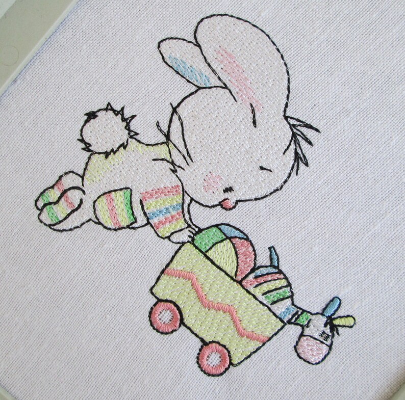 Bunny With Toys Machine Embroidery Design Embroidery Bunny Etsy