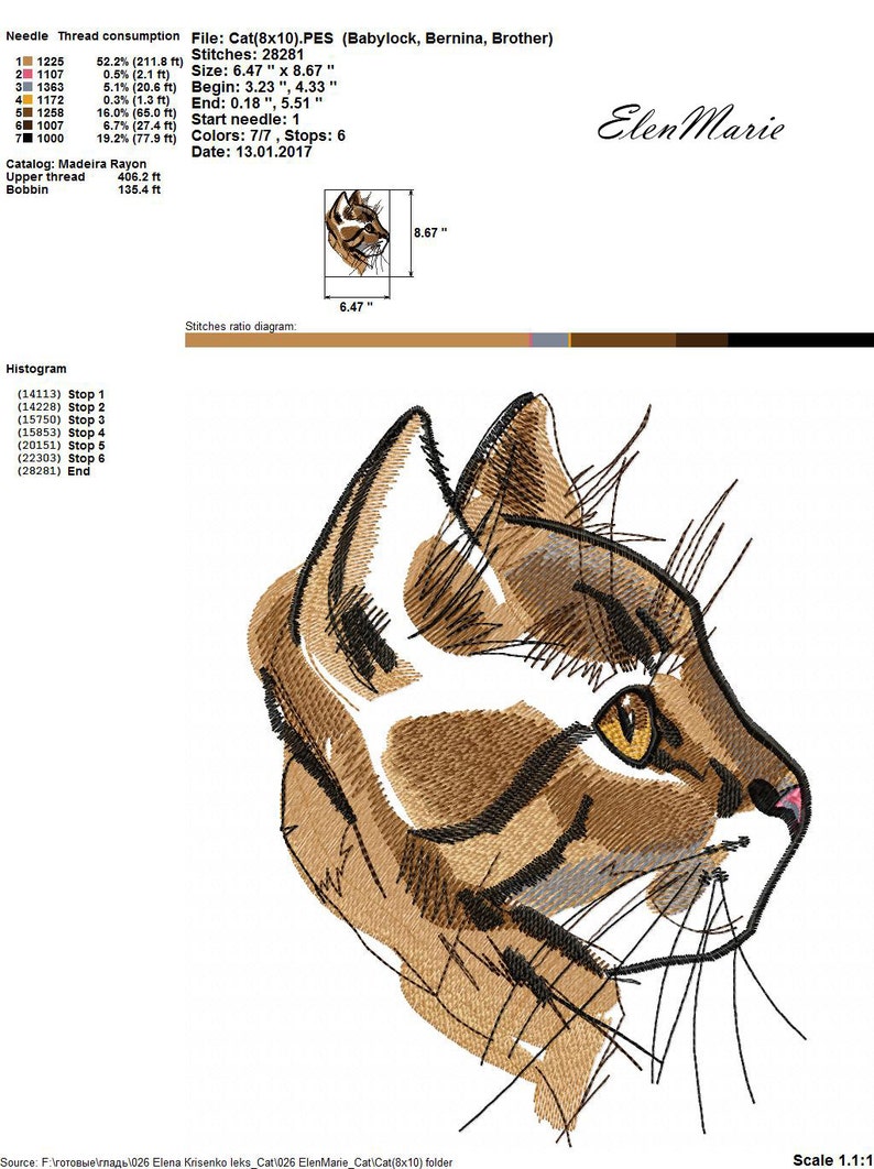 Cat Machine Embroidery Design Embroidery Cat Embroidery Etsy