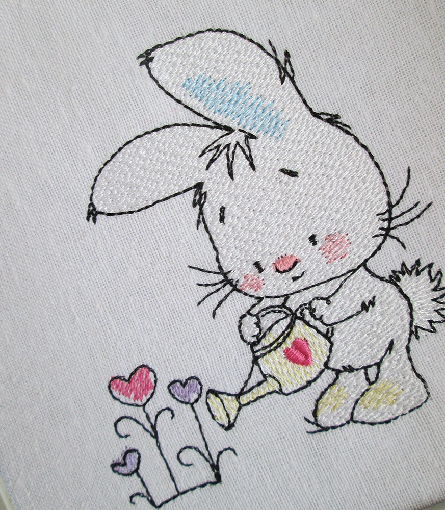 Bunny Gardener Machine Embroidery Design Embroidery Bunny | Etsy
