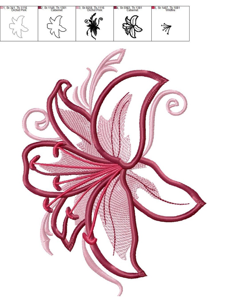 Lily Applique Machine Embroidery Design Lily Applique Design Etsy