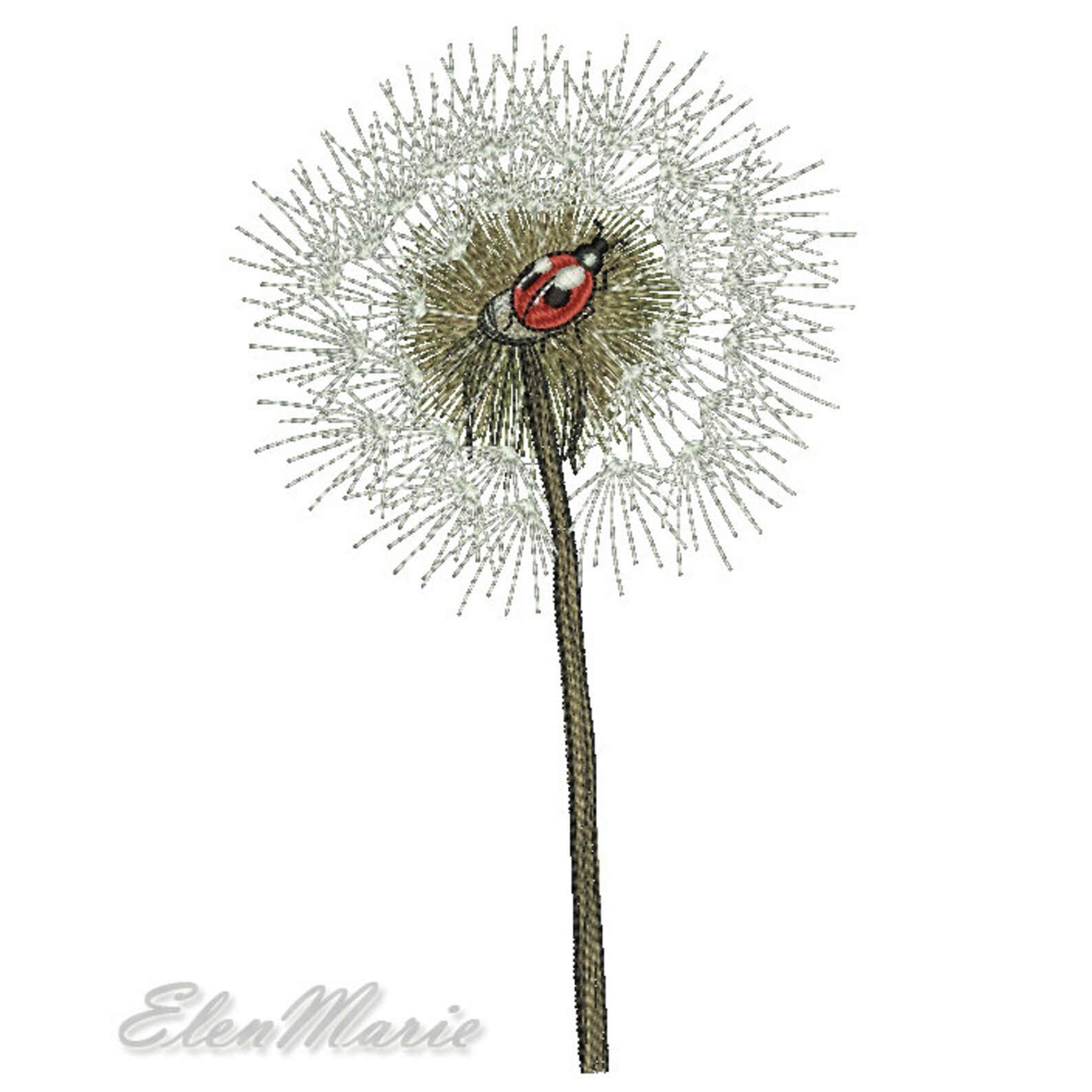 Dandelion machine embroidery design Dandelion embroidery Etsy