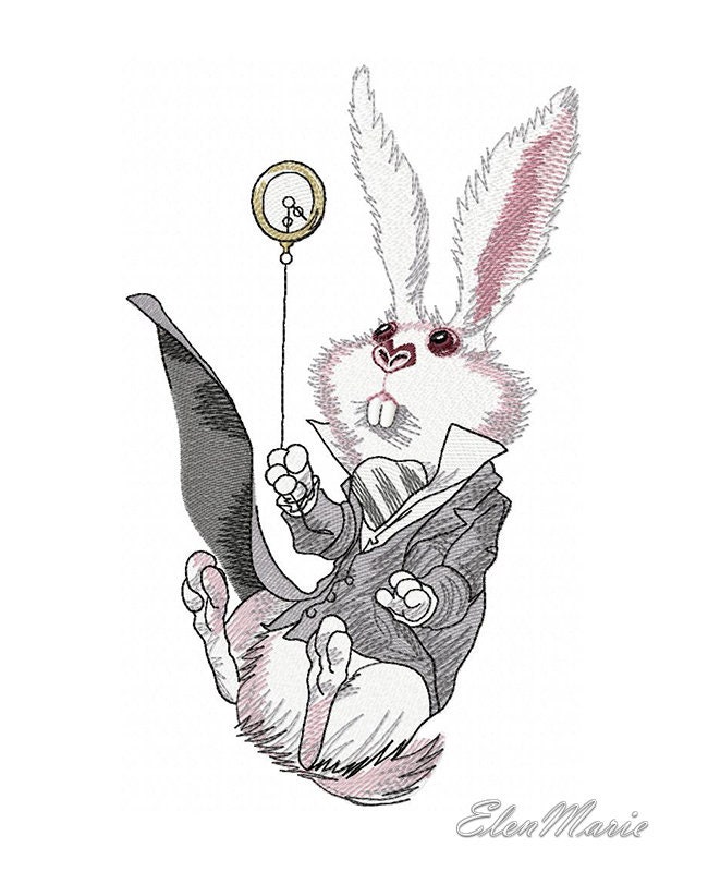 White Rabbit Machine Embroidery Design Embroidery White | Etsy