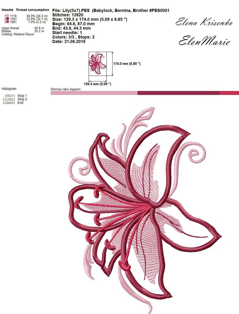 Lily machine embroidery design embroidery flowers embroidery  etsy Lily machine embroidery design embroidery flowers embroidery  etsy