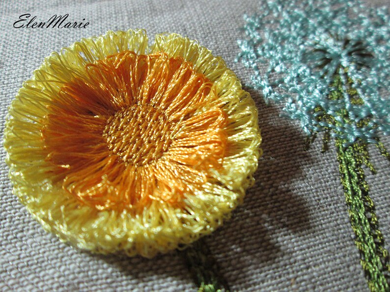 Dandelion Fringe Machine embroidery design Dandelion Etsy