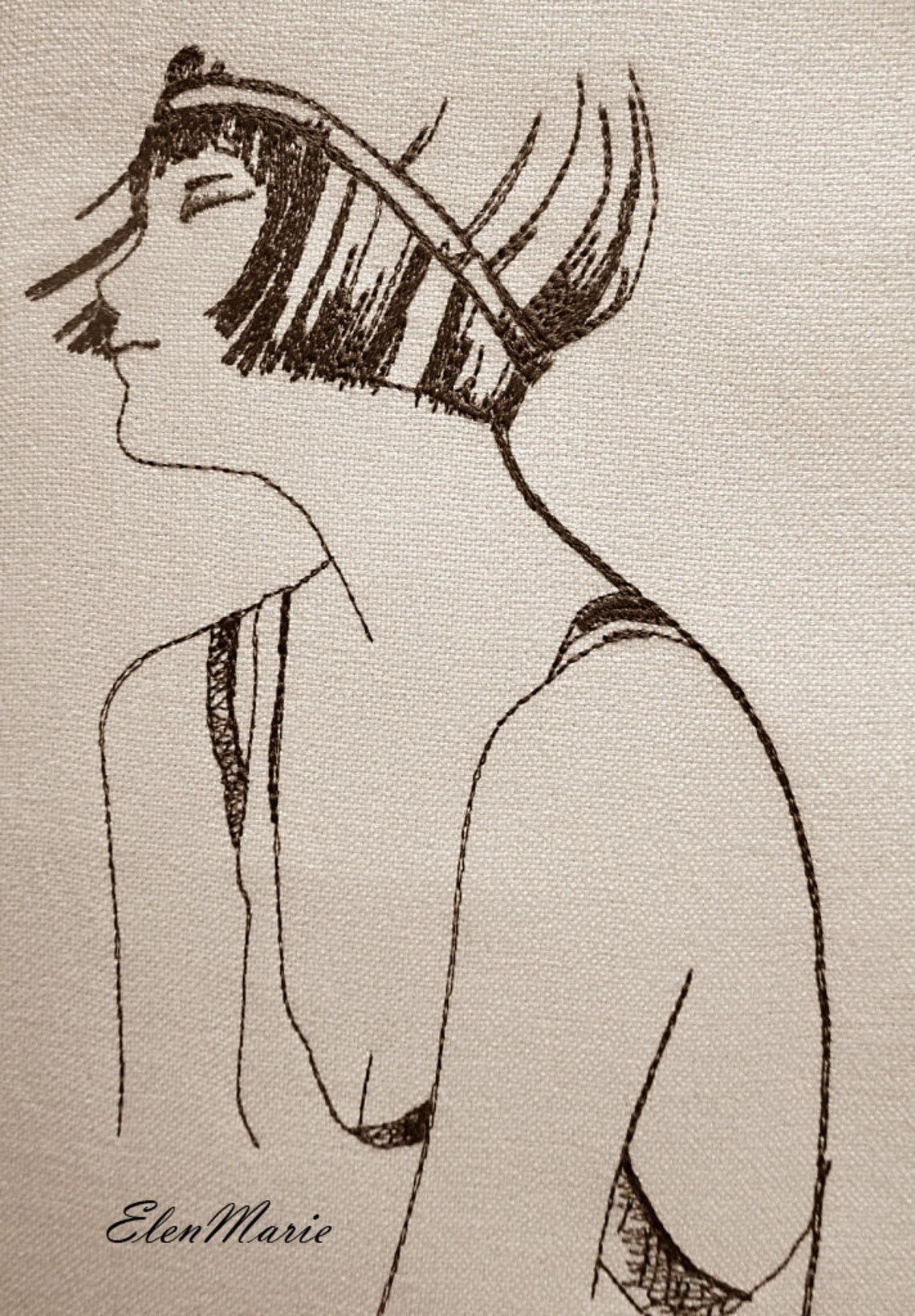 Girl Retro Machine Embroidery Design Embroidery Girls Etsy