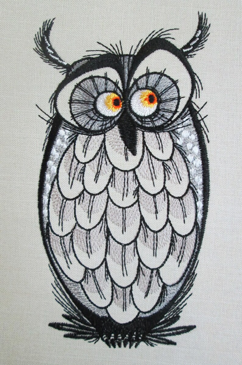 Owl Machine Embroidery Design Owl embroidery design owl Etsy
