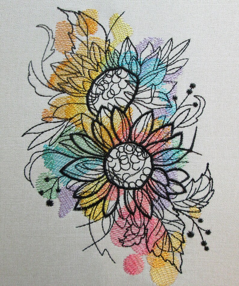 Sunflower machine embroidery designs sunflower embroidery  etsy Sunflower machine embroidery designs sunflower embroidery  etsy