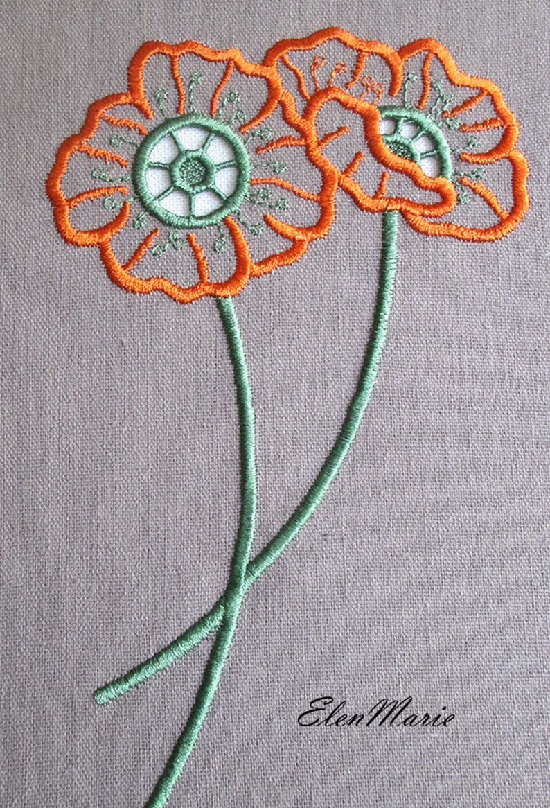 Poppy Richelieu cutwork MACHINE EMBROIDERY DESIGN Etsy