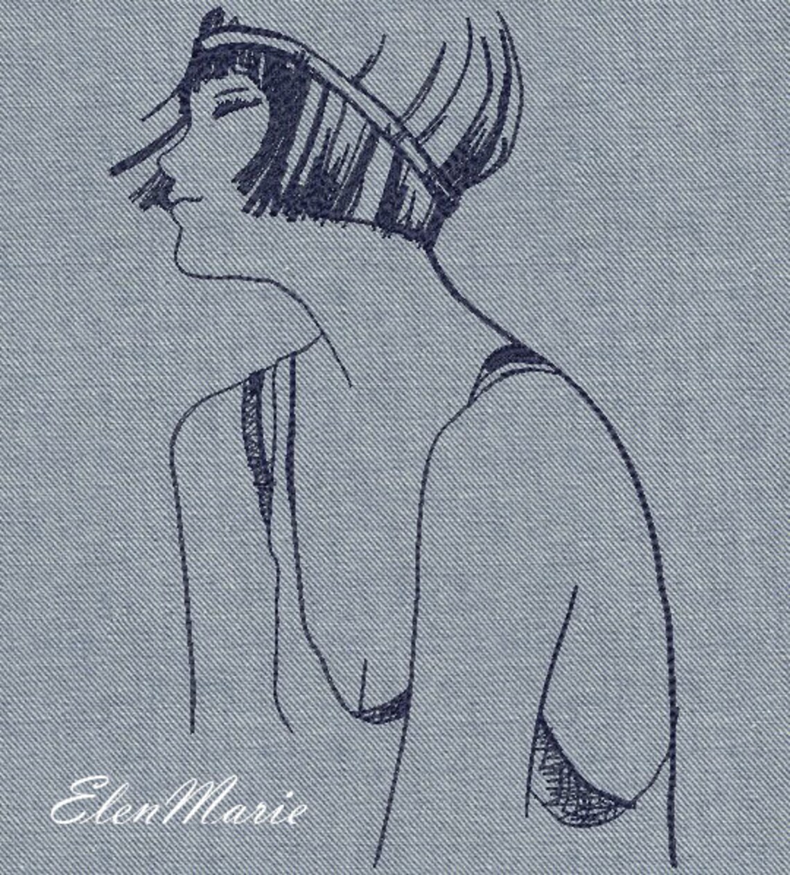 Girl Retro Machine Embroidery Design Embroidery Girls Etsy