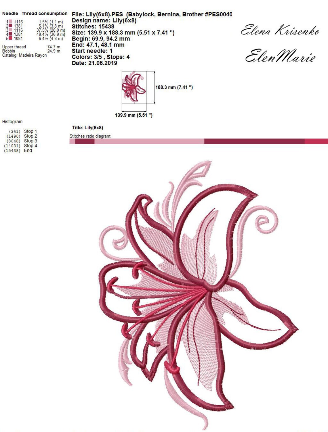 Lily Applique Machine Embroidery Design Lily Applique Design Etsy