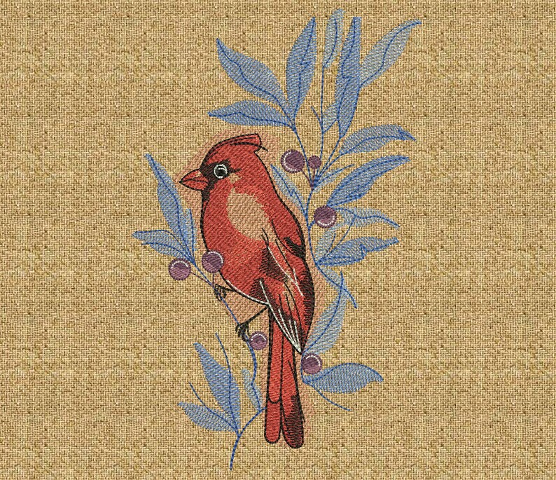 Red Cardinal Machine Embroidery Design cardinal embroidery Etsy
