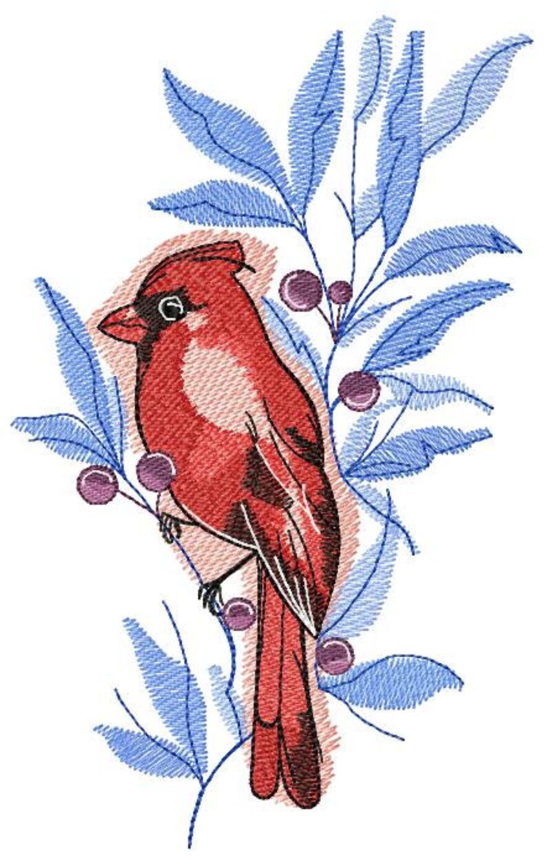 Red cardinal machine embroidery design cardinal embroidery  etsy Red cardinal machine embroidery design cardinal embroidery  etsy