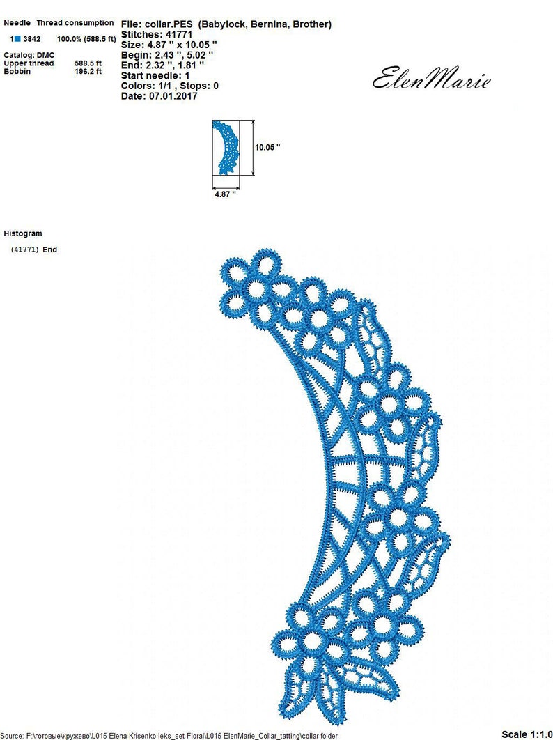 Collar Tatting Machine Embroidery Design Embroidery Collar Etsy