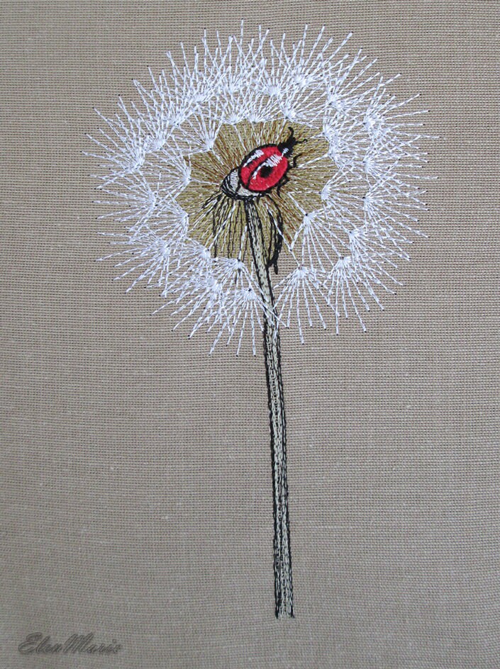 Dandelion machine embroidery design Dandelion embroidery Etsy