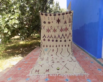 Vintage Berber Azilal Rug, Hand Woven Wool Carpet (10ft x 4.42ft)