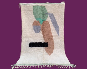 Beni Ourain 5x8 , Morocco abstract Beni Ouarain Berber Handmade Rug