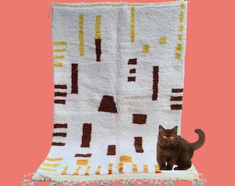 azilal 5x8 brown yellow moroccan rug