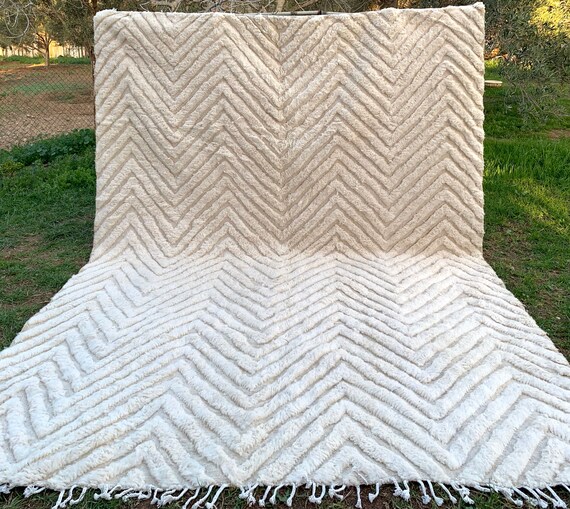 Tapis Berbère Marocain Beni Ourain – 10x13 Ft, Laine Tissée Main, Style Bohème XXL
