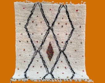 Moroccan Beni Ourain Rug 6x7: Vintage Berber Wool Rug