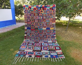 Vintage Handmade Azilal Rug, Berber Moroccan Rug, Natural Wool