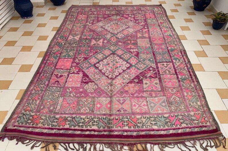 Boujaad Rug Morocco Vintage Handmade Berber Authentic Wool Etsy