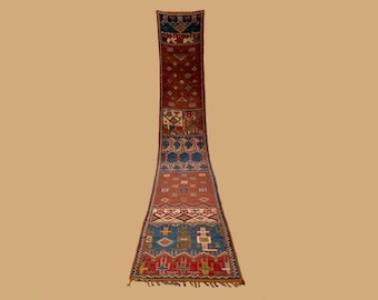 Alfombra de pasillo Taznakht de lana marroquí azul (78 x 59 cm): alfombra de pasillo hecha a mano