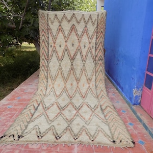 Vintage Hand Knotted Beni Ourain Rug, Moroccan Wool Berber Rug (5.24ft x 11.8ft)