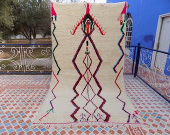 Hand-Knotted Wool Azilal Rug, Berber Morocco Rug (8.62ft x 4.98ft)