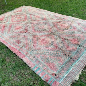 Beni Mguild Rug , Morocco Vintage Handmade Berber Genuine Wool Rug  7x12