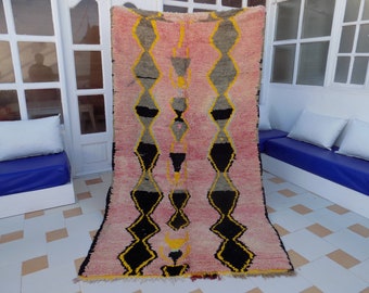 Vintage Berber Azilal Rug, Handwoven Moroccan Rug (8.26ft x 4.49ft)
