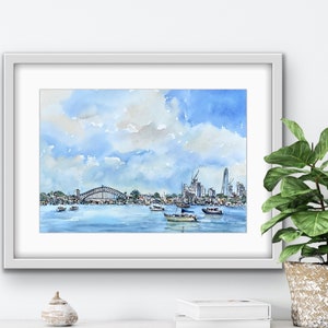 Aquarell Wand Kunst Aquarell Malerei australischen Druck Coastal Home Decor Sydney Harbour Bridge Art Print Handmade Home Decor Geschenk