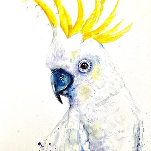 Cockatoo Watercolour Painting Watercolor Art Print White Cockatoo Art Australian Birds Watercolour Nature Art Wildlife Prints Landscape Art