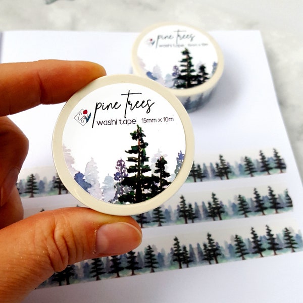Washi Tape with watercolor pine trees