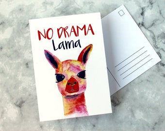 No Drama Lama Postkarte, lustige aquarell Postkarte