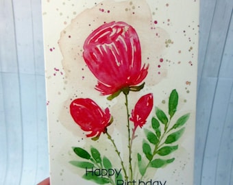 Geburtstagskarte mit aquarell Blume inklusive Umschlag - Happy Birthday