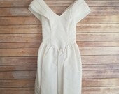 Vintage Gunne Sax by Jessica McClintock Womens Dress Ivory Satin Glittery Lace Bodice Size 3