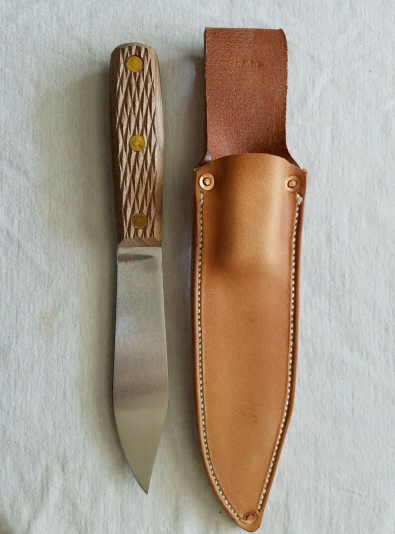 Russell Green River Knife 4215 With Hand Stitched Leather Etsy
