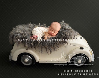 Digital Background Backdrop Newborn Photography Unique - Car Baby Wooden - High Resolution JPG file