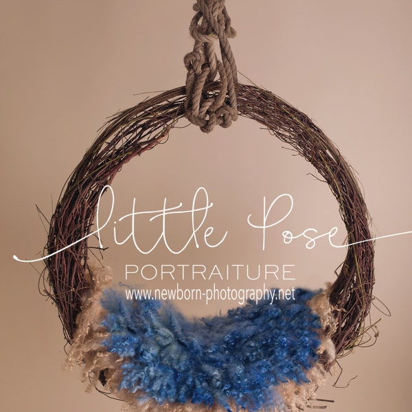 Little Pose ~ Hanging Vine Basket Blue Newborn Digital Background High Res jpg file